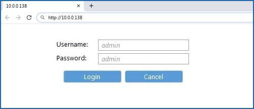 10.0.0.138 default username password