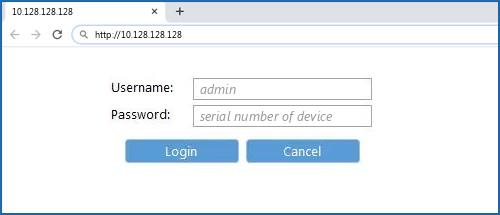 10.128.128.128 default username password