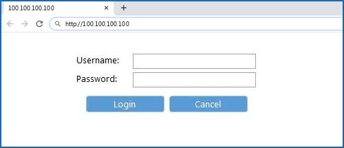 100.100.100.100 default username password