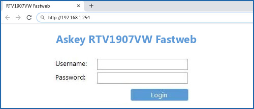 Askey RTV1907VW Fastweb router default login