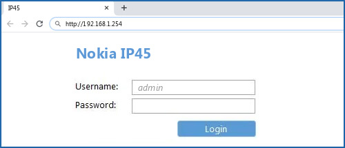 Nokia IP45 router default login