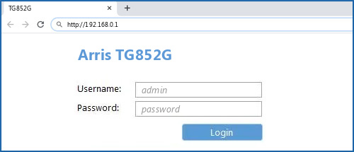 Arris TG852G router default login