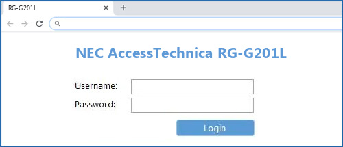 NEC AccessTechnica RG-G201L router default login