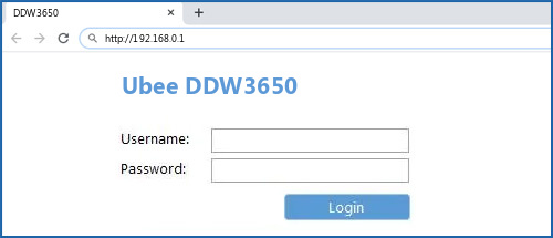 Ubee DDW3650 router default login