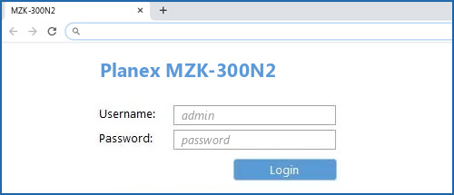 Planex MZK-300N2 router default login