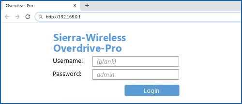 Sierra-Wireless Overdrive-Pro router default login