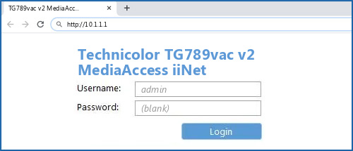 Technicolor TG789vac v2 MediaAccess iiNet router default login