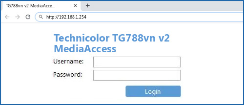 Technicolor TG788vn v2 MediaAccess router default login