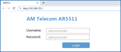 AM Telecom AR5511 router default login
