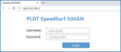 PLDT SpeedSurf 504AN router default login