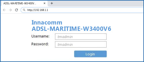 Innacomm ADSL-MARITIME-W3400V6 router default login