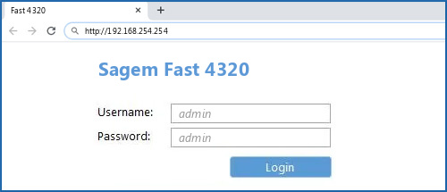 Sagem Fast 4320 router default login