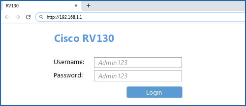 Cisco RV130 router default login