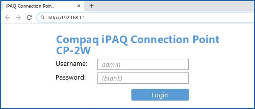 Compaq iPAQ Connection Point CP-2W router default login