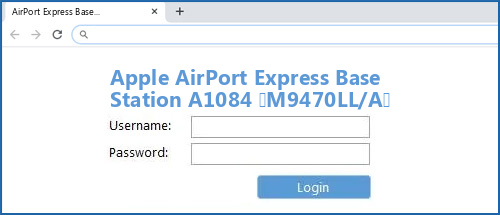 Apple AirPort Express Base Station A1084 (M9470LL/A) router default login