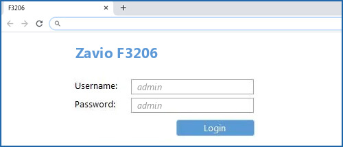 Zavio F3206 router default login