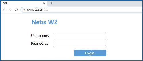 Netis W2 router default login