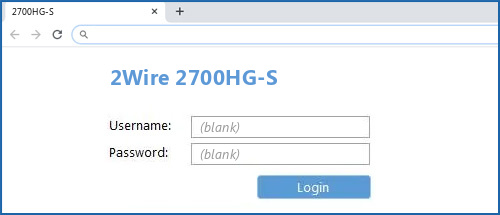 2Wire 2700HG-S router default login