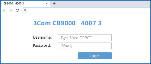 3Com CB9000 4007 3 router default login
