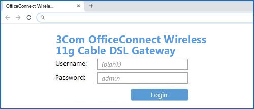 3Com OfficeConnect Wireless 11g Cable DSL Gateway router default login