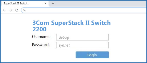 3Com SuperStack II Switch 2200 router default login