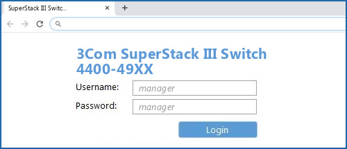 3Com SuperStack III Switch 4400-49XX router default login