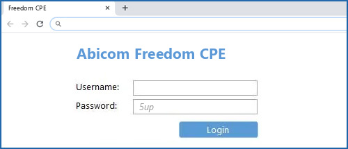 Abicom Freedom CPE router default login