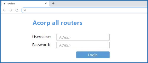 Acorp all routers router default login