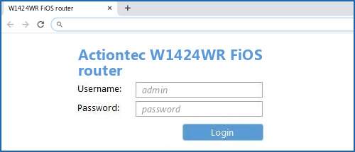 Actiontec W1424WR FiOS router router default login