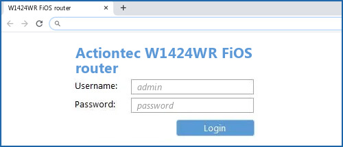 Actiontec W1424WR FiOS router router default login