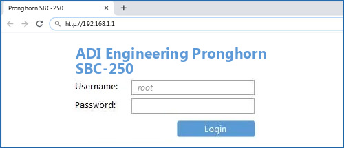 ADI Engineering Pronghorn SBC-250 router default login
