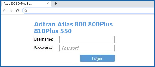 Adtran Atlas 800 800Plus 810Plus 550 router default login