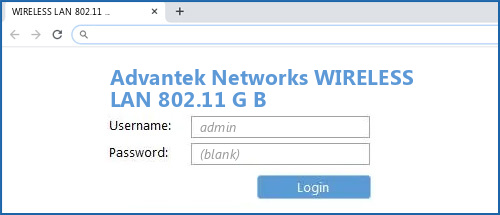 Advantek Networks WIRELESS LAN 802.11 G B router default login