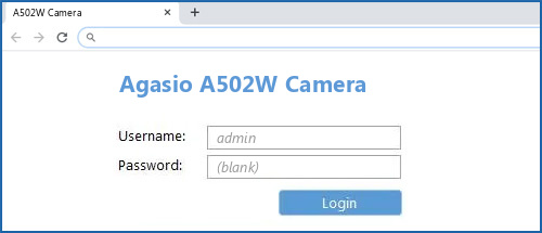 Agasio A502W Camera router default login