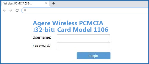 Agere Wireless PCMCIA (32-bit) Card Model 1106 router default login