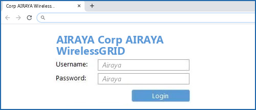 AIRAYA Corp AIRAYA WirelessGRID router default login