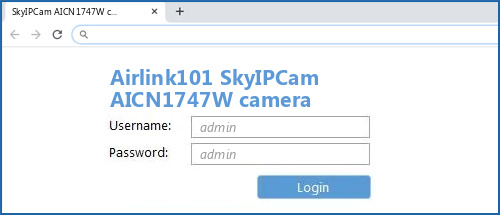 Airlink101 SkyIPCam AICN1747W camera router default login