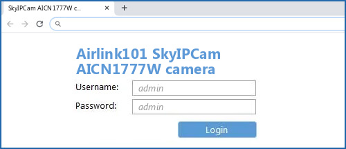 Airlink101 SkyIPCam AICN1777W camera router default login