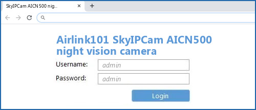 Airlink101 SkyIPCam AICN500 night vision camera router default login