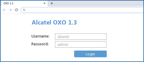 Alcatel OXO 1.3 router default login