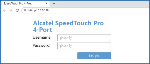 Alcatel SpeedTouch Pro 4-Port router default login