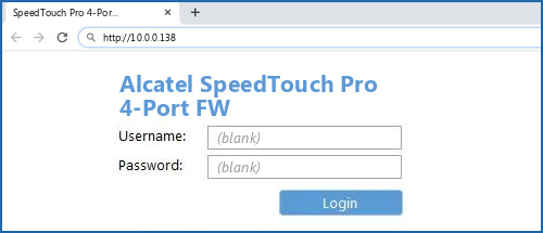 Alcatel SpeedTouch Pro 4-Port FW router default login