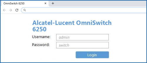 Alcatel-Lucent OmniSwitch 6250 router default login