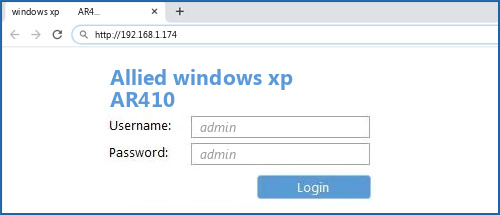 Allied windows xp       AR410 router default login