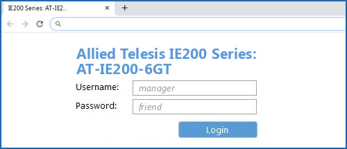 Allied Telesis IE200 Series: AT-IE200-6GT router default login