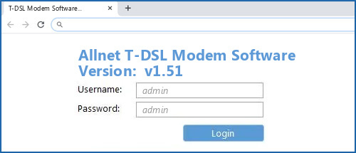 Allnet T-DSL Modem Software Version: v1.51 router default login