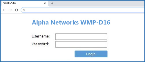 Alpha Networks WMP-D16 router default login