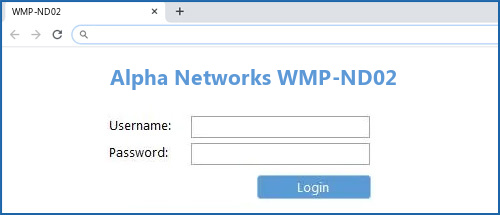 Alpha Networks WMP-ND02 router default login