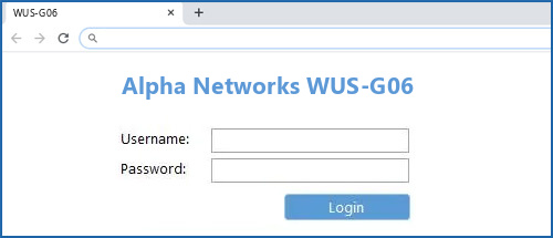Alpha Networks WUS-G06 router default login