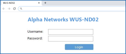 Alpha Networks WUS-ND02 router default login